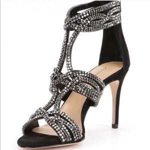 ANTONIO MELANI BLACK JEWELED HEELS